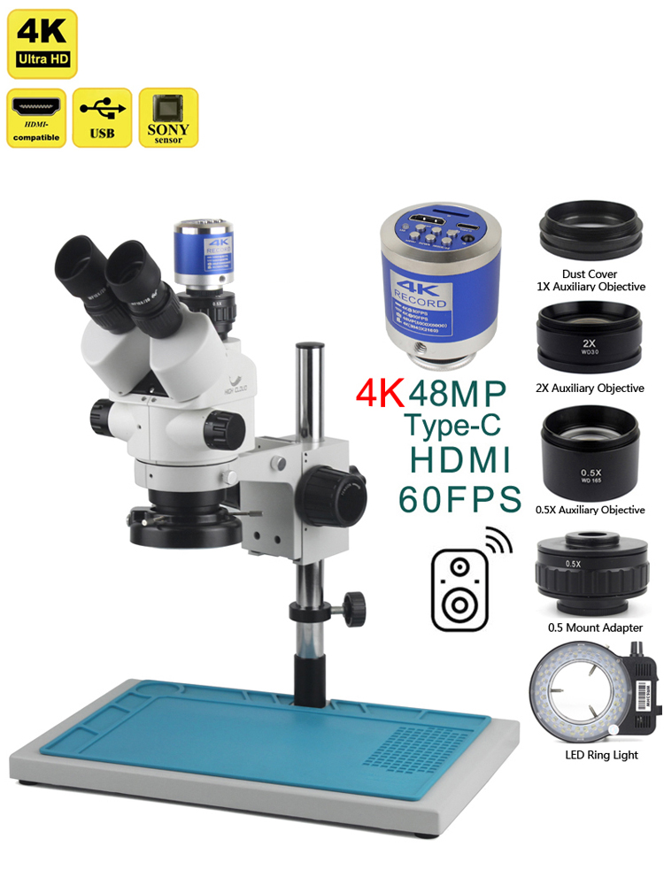 3.5X-90X サイマル焦点ステレオ三眼顕微鏡 4K 2K - Stereo Trinocular Microscope Pcb のレビューと価格