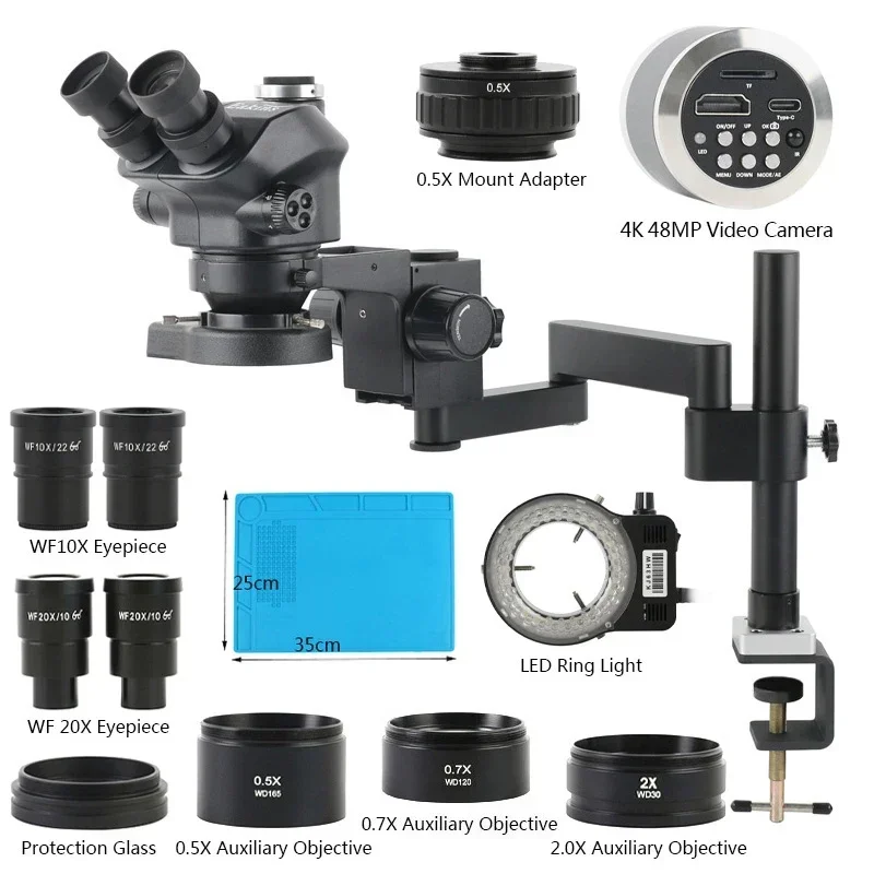 3.5倍～200倍ズーム三眼関節式アーム折りたたみクランプス - Stereo Trinocular Microscope Pcb のレビューと価格