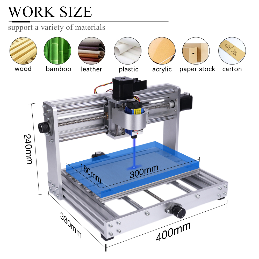 CNC 3018 最大金属彫刻機 200 ワットスピンドル  - Mini Laser Engraver Cnc Router のレビューと価格