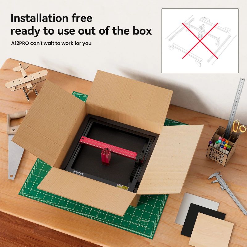 Atomstack-ミニレーザー彫刻機,木材,DIY,大理石 - Mini Laser Engraver Cnc Router のレビューと価格